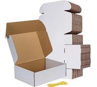 RLAVBL 50 Boîtes en Carton 30.5x22.9x10.2 cm, Boîte d'expédition Blanche Livré avec Autocollants de Visages Souriants