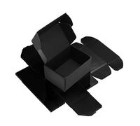 RLAVBL 6 Boîtes Emballages Cadeaux Noires 15.3x10.2x7.7cm, Boîte Noir Double Face Livré avec Autocollants de Visages Souriants