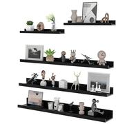 RLAVBL 90CM Étagères Murales en Bois, Lot de 5 Étagères Murales Noire pour La Chambre, Le Salon, La Cuisine et Le Bureau