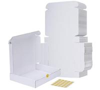 RLAVBL Carton Emballage Colis 30.5x22.9x5.1 cm, 25 Boîtes Blanches d'Expédition en Carton Livré avec Autocollants de Visages Souriants