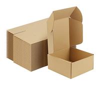 RLAVBL Lot de 25 Cartons Emballage Colis 20.4x20.4x10.2 cm, Petites Boîtes d'Expédition Marron pour Le stockage, Le transport, L'expédition, L'emballage