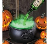 RLBBTY Seau de sorcière d'Halloween, chaudron d'Halloween avec bouteilles de potion flottantes magiques et diffuseur, sorcières vintage effrayantes en plastique noir pour maison, table, cheminée