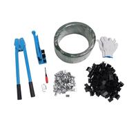 RLCJBMSUG Kit de cerclage, tendeur, 200 Joints métalliques, 200 Coins d'emballage, 270 m de feuillard Pet pour Emballage, Outil de cerclage avec Joints métalliques