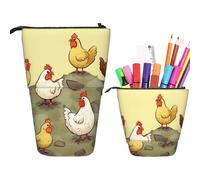 RLDOBOFE A Brood of Chickens - Trousse à crayons rétractable - Avec imprimé poulets - Organiseur pour stylos - Sac de rangement pour le bureau - Cadeau de vacances - Noir - Taille unique