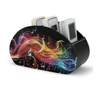 RLDOBOFE Boîte de rangement multifonction en cuir avec 5 compartiments pour télécommande et notes de musique arc-en-ciel