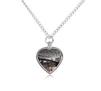RLDOBOFE Brooklyn Bridge Collier funéraire personnalisé pour cendres d'animaux de compagnie Bijoux en forme de cœur Urne funéraire souvenir souvenir pour la perte de chiens et chats