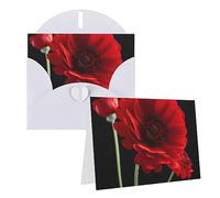 RLDOBOFE Carte de vœux avec enveloppes - Carte de vœux vierge - Motif fleur rouge - 20,3 x 15,2 cm - Cartes de vœux « Thinking of you » - Cartes vierges - Cartes de remerciement, cartes de mariage
