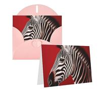RLDOBOFE Carte de vœux avec enveloppes - Carte de vœux vierge - Motif zèbre rouge - 20,3 x 15,2 cm - Cartes de vœux « Thinking of you » - Cartes de remerciement, cartes de mariage pour toutes les