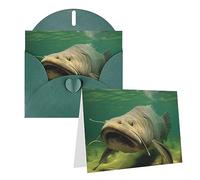 RLDOBOFE Carte de vœux avec enveloppes - Carte vierge - Poisson chat sous-marin - 20,3 x 15,2 cm - Cartes de vœux « Thinking of you » - Cartes vierges - Cartes de remerciement - Cartes de mariage pour