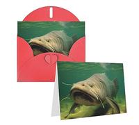 RLDOBOFE Carte de vœux avec enveloppes - Carte vierge - Poisson chat sous-marin - 20,3 x 15,2 cm - Cartes de vœux « Thinking of you » - Cartes vierges - Cartes de remerciement - Cartes de mariage pour