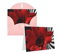 RLDOBOFE Carte de vœux vierge avec enveloppes - Motif fleur rouge - 20,3 x 15,2 cm - Cartes de vœux « Thinking of you » - Cartes vierges - Cartes de remerciement - Cartes de mariage pour toutes les