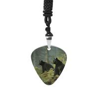RLDOBOFE Collier avec pendentif en forme de médiator de guitare en acier inoxydable avec pendentif en forme d'ours noirs, bijoux de musique hip-hop, punk, cadeau personnalisable, accessoire pour