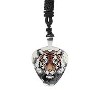 RLDOBOFE Collier avec pendentif en forme de médiator de guitare tigre noir et blanc en acier inoxydable Hip Hop Punk Musique Bijoux Cadeau personnalisable Accessoire pour femmes hommes amateurs de