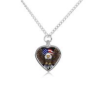 RLDOBOFE Collier avec pendentif urne en forme de cœur avec motif drapeau des États-Unis - Aigle patriotique - Cadeau commémoratif personnalisé pour chien/chat - Pendentif urne en forme de cœur - Pour