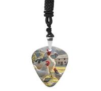 RLDOBOFE Collier en acier inoxydable avec pendentif en forme de médiator - Motif poules et la ferme - Style hip hop punk - Cadeau personnalisable - Accessoire pour homme et femme - Pour les amateurs