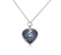 RLDOBOFE Collier funéraire amusant en forme de requin pour animaux de compagnie - Pendentif urne en forme de cœur - Souvenir funéraire pour chiens et chats perdus