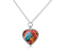 RLDOBOFE Collier funéraire en forme de cœur avec plumes colorées pour animaux de compagnie, bijoux en forme de cœur, souvenir funéraire personnalisé pour chiens et chats perdus