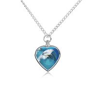 RLDOBOFE Collier funéraire en forme de dauphin avec un sourire pour animaux de compagnie - Pendentif urne en forme de cœur - Souvenir funéraire pour chiens et chats perdus
