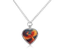 RLDOBOFE Collier funéraire en forme de phénix orange rouge pour animaux de compagnie - Pendentif urne en forme de cœur - Souvenir funéraire pour chiens et chats perdus