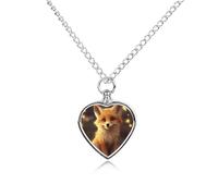 RLDOBOFE Collier funéraire en forme de renard mignon pour animaux de compagnie - Pendentif urne en forme de cœur - Souvenir funéraire pour chiens et chats perdus