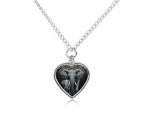 RLDOBOFE Collier funéraire personnalisé avec deux éléphants pour cendres d'animaux de compagnie - Bijoux en forme de cœur - Souvenir funéraire pour chiens et chats perdus