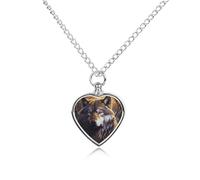 RLDOBOFE Collier funéraire personnalisé en forme de cœur avec motif loups et attrape-rêves pour animaux domestiques - Souvenir funéraire pour chiens et chats perdus