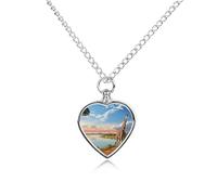 RLDOBOFE Collier funéraire personnalisé pour cendres d'animaux de compagnie rivière du Nil et girafe Bijoux pendentif urne en forme de cœur souvenir funéraire pour chiens et chats perdus