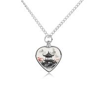 RLDOBOFE Collier funéraire pour animaux de compagnie avec peinture à l'encre chinoise pour cendres d'animaux de compagnie, bijoux en forme de cœur, pendentif urne funéraire personnalisé pour chiens et