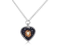 RLDOBOFE Collier funéraire pour animaux de compagnie Lion et étoiles pour cendres d'animaux de compagnie, bijoux en forme de cœur, pendentif urne funéraire personnalisé pour chiens et chats perdus