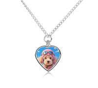RLDOBOFE Collier pour cendres d'animaux de compagnie caniche dans le ciel - Cadeau commémoratif personnalisé pour chien/chat - Pendentif urne en forme de cœur - Pour les amoureux des chiens, des chats