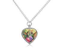 RLDOBOFE Collier pour cendres d'animaux de compagnie, colibri, fleurs, cadeau commémoratif personnalisé pour chien/chat, bijou souvenir en forme de cœur, collier urne pour les amoureux des chiens, des