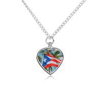 RLDOBOFE Collier pour cendres d'animaux de compagnie, drapeaux de Porto Rico, grenouille, palmiers, cadeau commémoratif personnalisé pour chien/chat, pendentif urne en forme de cœur pour chiens, chats