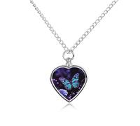 RLDOBOFE Collier pour cendres d'animaux de compagnie, papillon violet et fleurs, cadeau commémoratif personnalisé pour chien/chat, pendentif urne en forme de cœur pour les amoureux des chiens, des