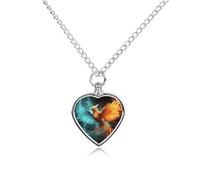 RLDOBOFE Collier pour cendres d'animaux de compagnie, phénix feu et eau, cadeau commémoratif personnalisé pour chien/chat, pendentif urne en forme de cœur pour chiens, chats, amoureux des femmes