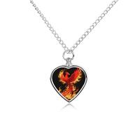 RLDOBOFE Collier pour cendres d'animaux de compagnie, phénix, flamme, cadeau commémoratif personnalisé pour chien/chat, bijou souvenir en forme de cœur, collier urne pour les amoureux des chiens, des