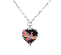 RLDOBOFE Collier pour cendres d'animaux de compagnie Phénix Radiant - Cadeau commémoratif personnalisé pour chien/chat - Pendentif urne en forme de cœur - Pour les amoureux des chiens, des chats, des