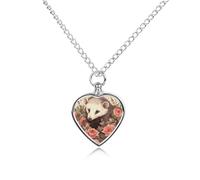 RLDOBOFE Collier pour cendres d'animaux domestiques Opossum et roses - Cadeau commémoratif personnalisé pour chien/chat - Pendentif urne en forme de cœur - Pour les amoureux des chiens, des chats, des