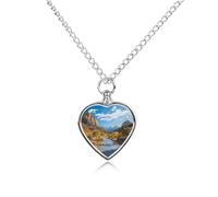 RLDOBOFE Collier pour cendres d'animaux domestiques Zion National Park - Cadeau commémoratif personnalisé pour chien/chat - Pendentif urne en forme de cœur - Pour les amoureux des chiens, des chats