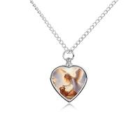 RLDOBOFE Collier urne funéraire ange et chien en forme de cœur pour cendres - Bijou souvenir avec entonnoir - Médaillon urne pour femme et homme pour contenir les cendres de vos proches