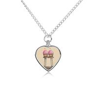 RLDOBOFE Collier urne funéraire en forme de cœur avec deux petits gâteaux de dessin animé - Bijoux commémoratifs pour cendres - Avec entonnoir - Médaillon urne pour femme et homme - Pour contenir les