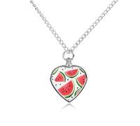 RLDOBOFE Collier urne funéraire en forme de cœur avec motif pastèque - Bijou souvenir avec entonnoir - Médaillon urne pour femme et homme pour contenir les cendres de vos proches