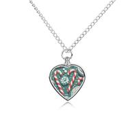 RLDOBOFE Collier urne funéraire en forme de cœur de canne à sucre d'orge de Noël pour cendres - Bijou souvenir avec entonnoir - Médaillon urne pour homme et femme pour contenir les cendres de vos