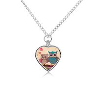 RLDOBOFE Collier urne mignon hiboux pour cendres d'animaux de compagnie, pendentif en forme de cœur pour amoureux des chats, bijou souvenir de crémation pour chien, collier photo personnalisé pour la