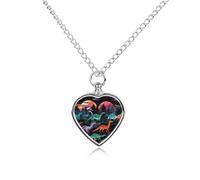RLDOBOFE Colliers funéraires colorés en forme de dinosaure pour cendres d'animaux de compagnie - Bijoux en forme de cœur - Souvenir funéraire personnalisé pour chiens et chats perdus
