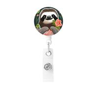 RLDOBOFE Enrouleur de badge avec clip de ceinture et porte-clés rétractable pour infirmière, motif paresseux mignon pour homme et femme, pour travail, bureau, cadeau de Noël