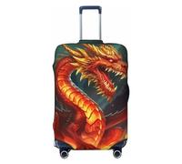 RLDOBOFE Housse de bagage de voyage élastique avec motif Roi dragon dans le feu, housse de protection anti-rayures pour adultes, lavable, décorative (45,7 à 81,3 cm), Noir , S