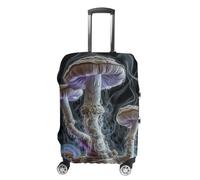 RLDOBOFE Housse de bagage de voyage en forme de champignons fumés - Anti-rayures - Lavable - Élastique, blanc, S, Élégant