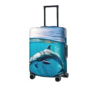 RLDOBOFE Housse de bagage de voyage pour valise, protection élastique pour valise, motif dauphin dans la mer bleue, housse de protection lavable anti-poussière pour bagages de 45,7 à 81,3 cm, Noir , S
