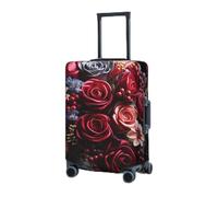 RLDOBOFE Housse de bagage de voyage pour valise, protection élastique pour valise, motif fleurs Happy Valentine's Day, housse de protection lavable, housse de protection anti-poussière pour bagages de
