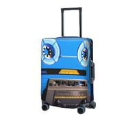 RLDOBOFE Housse de protection élastique pour valise, bande audio sur fond bleu, housse de protection lavable anti-poussière pour bagages de 45,7 à 81,3 cm, Noir , L
